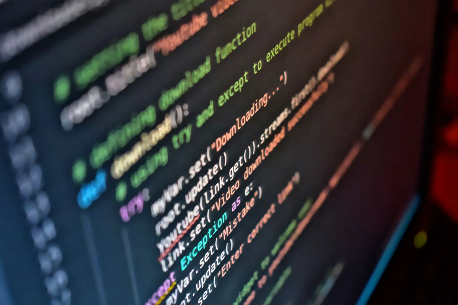 Código de programación en pantalla, con sintaxis resaltada